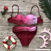 Coco-Z Women Push up Two Pieces Swimwear Beachwear Gradient Print Colorblock Bikini Swimsuit Bathing Suit Hot Red B07P7VNLJK